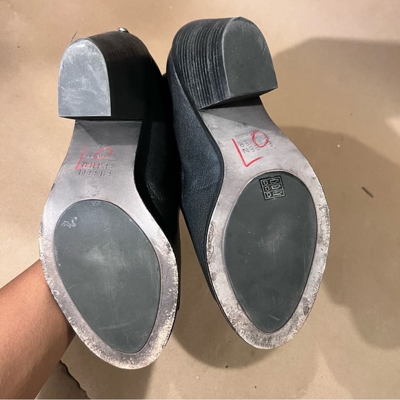 $247 Eileen Fisher Ankle Boots Black Pebbled Leather Peep Toe Women’s US 8.5 - Picture 8 of 11